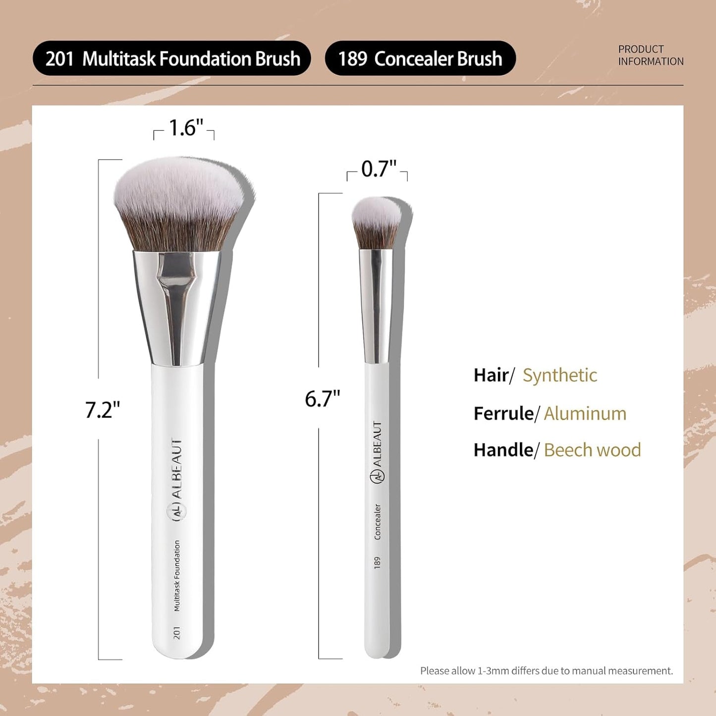 Foundation Concealer Makeup Brushes 201 189
