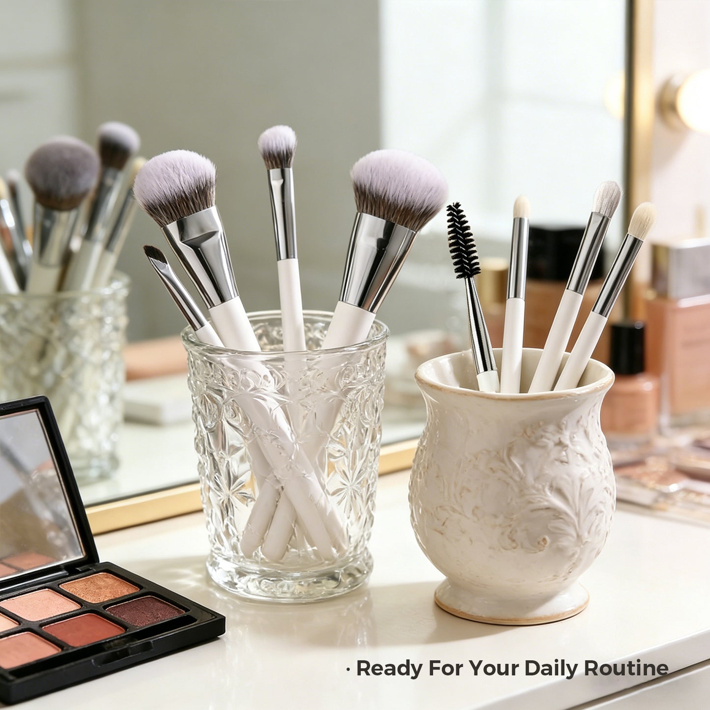 7PCS Face Makeup Brush Set ShellWhite