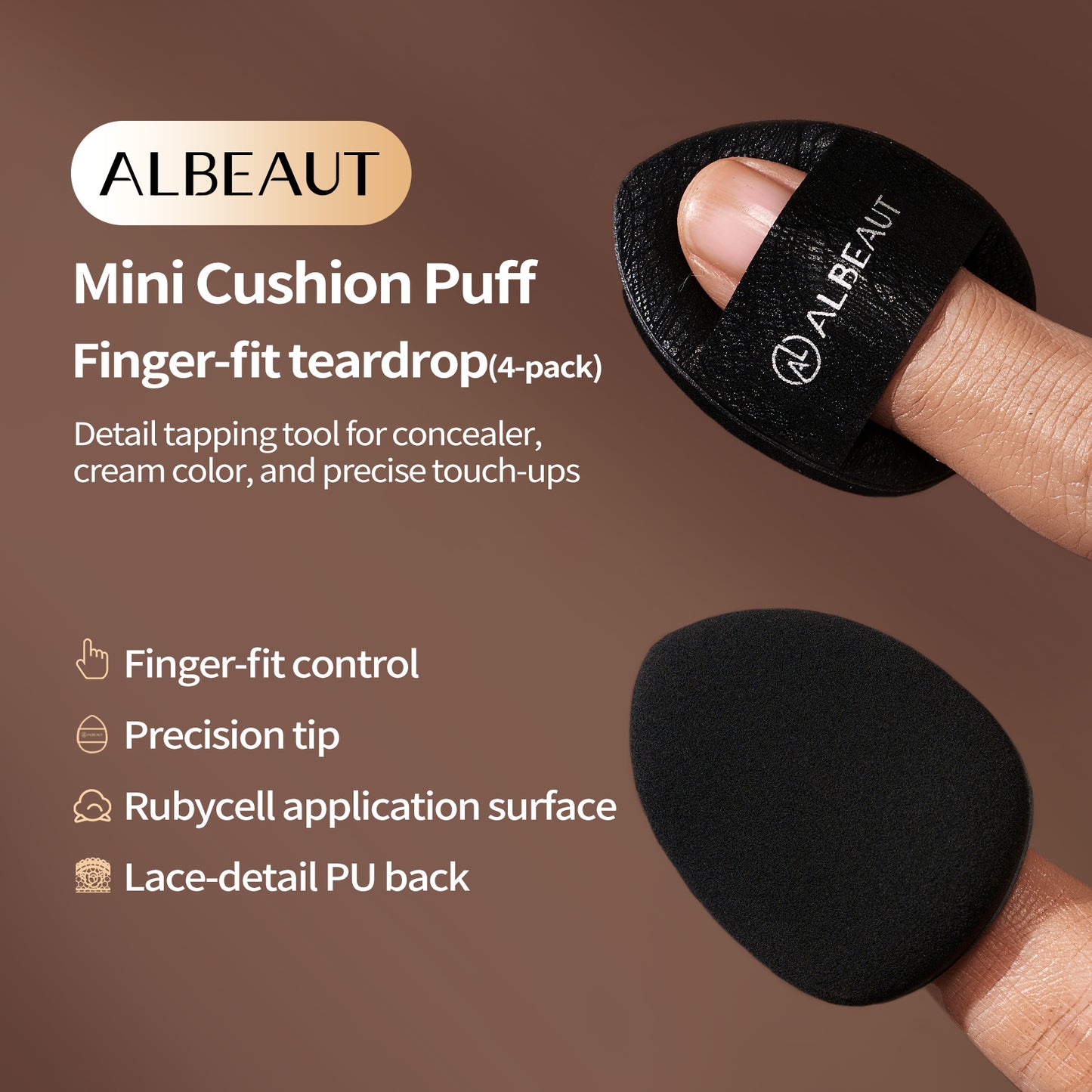 4PCS Mini Cushion Puff, Finger-Fit