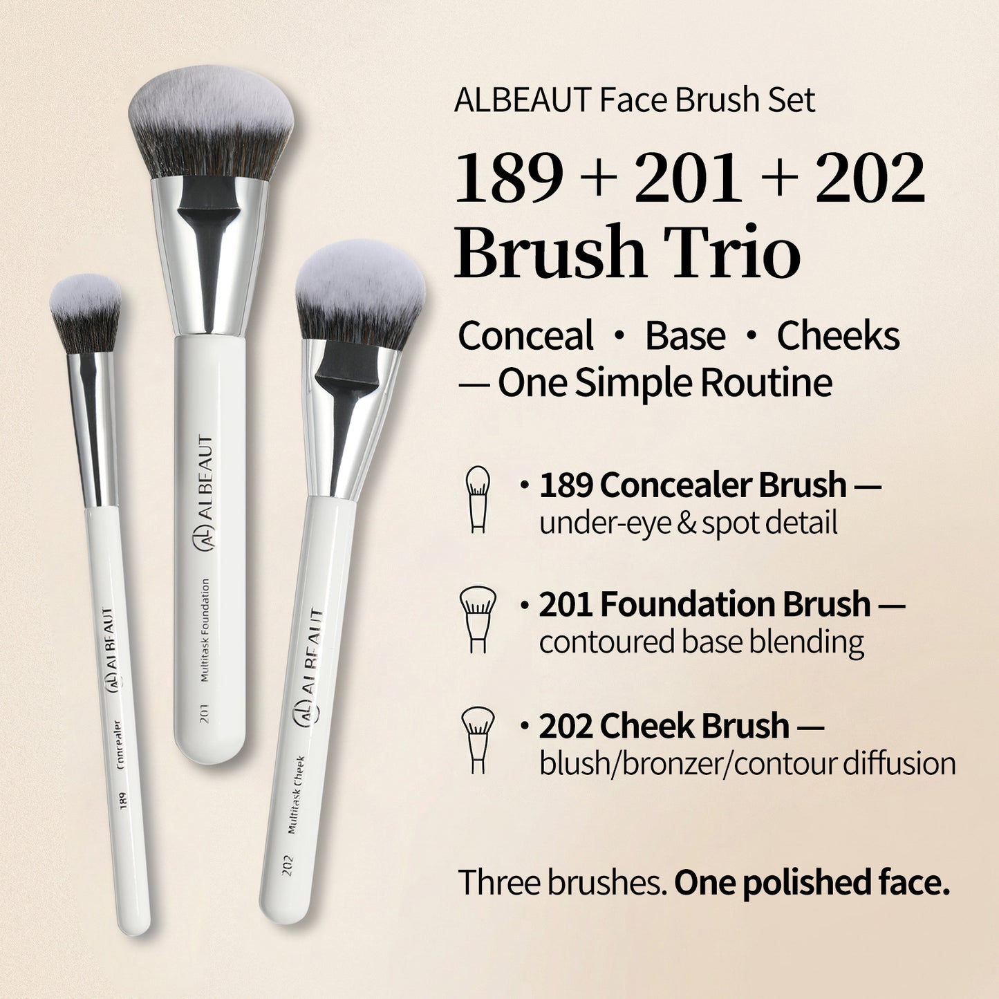 Foundation Blush Concealer Brush 201 202 189