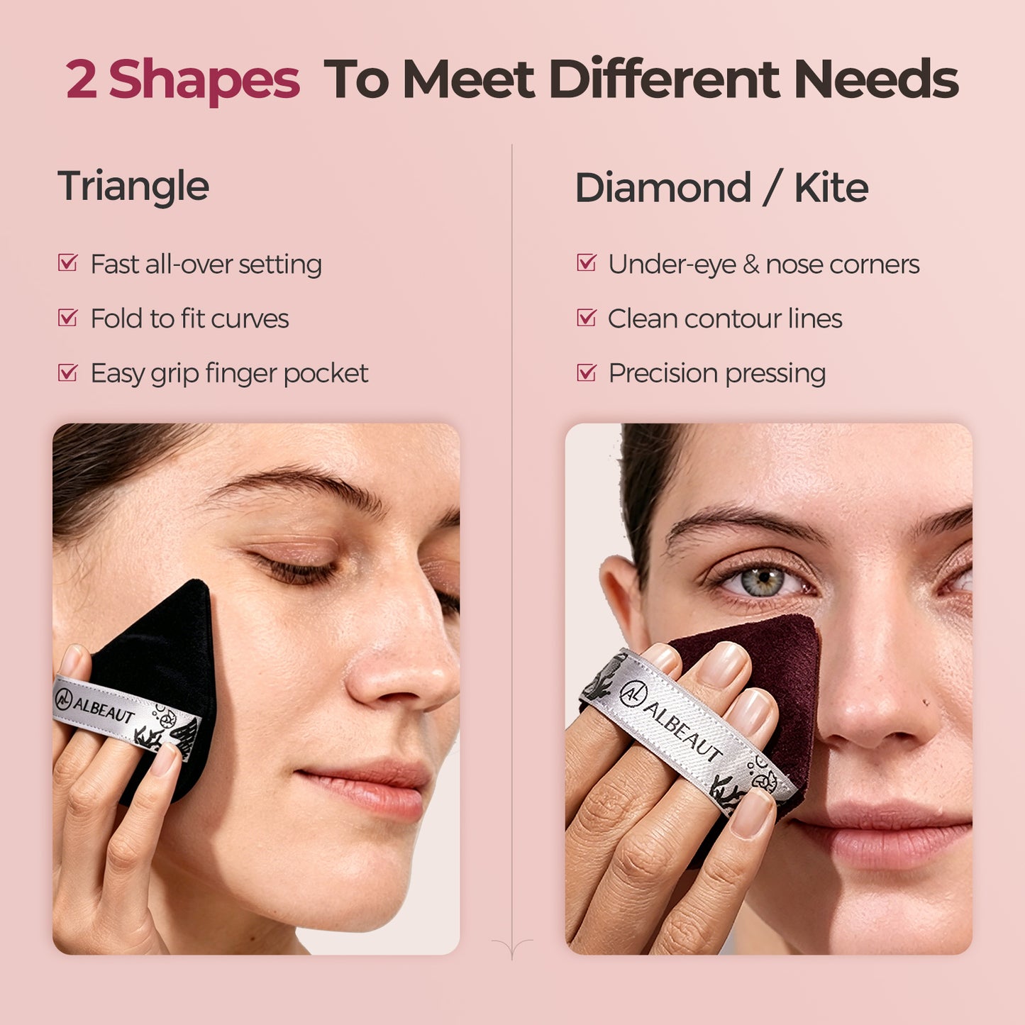 2PCS Triangle&Diamond Shape Large Powder Puff