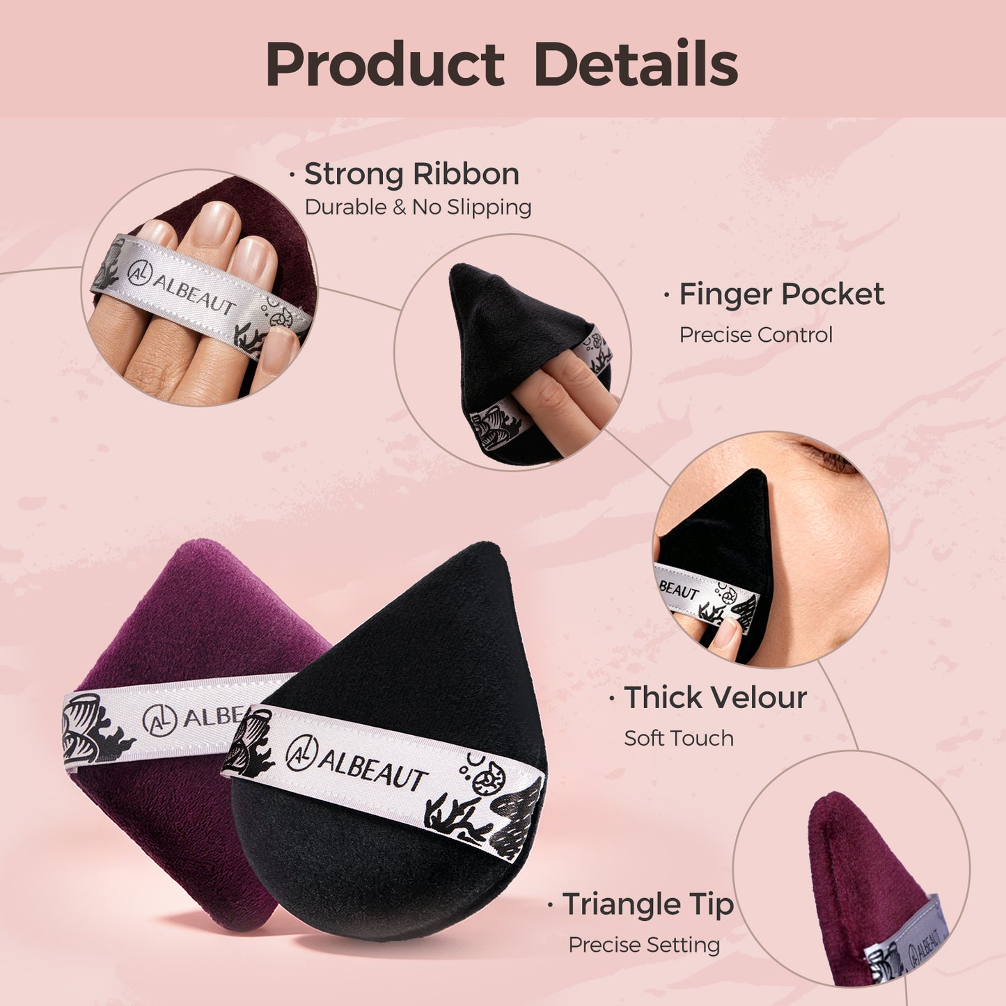 2PCS Triangle&Diamond Shape Large Powder Puff