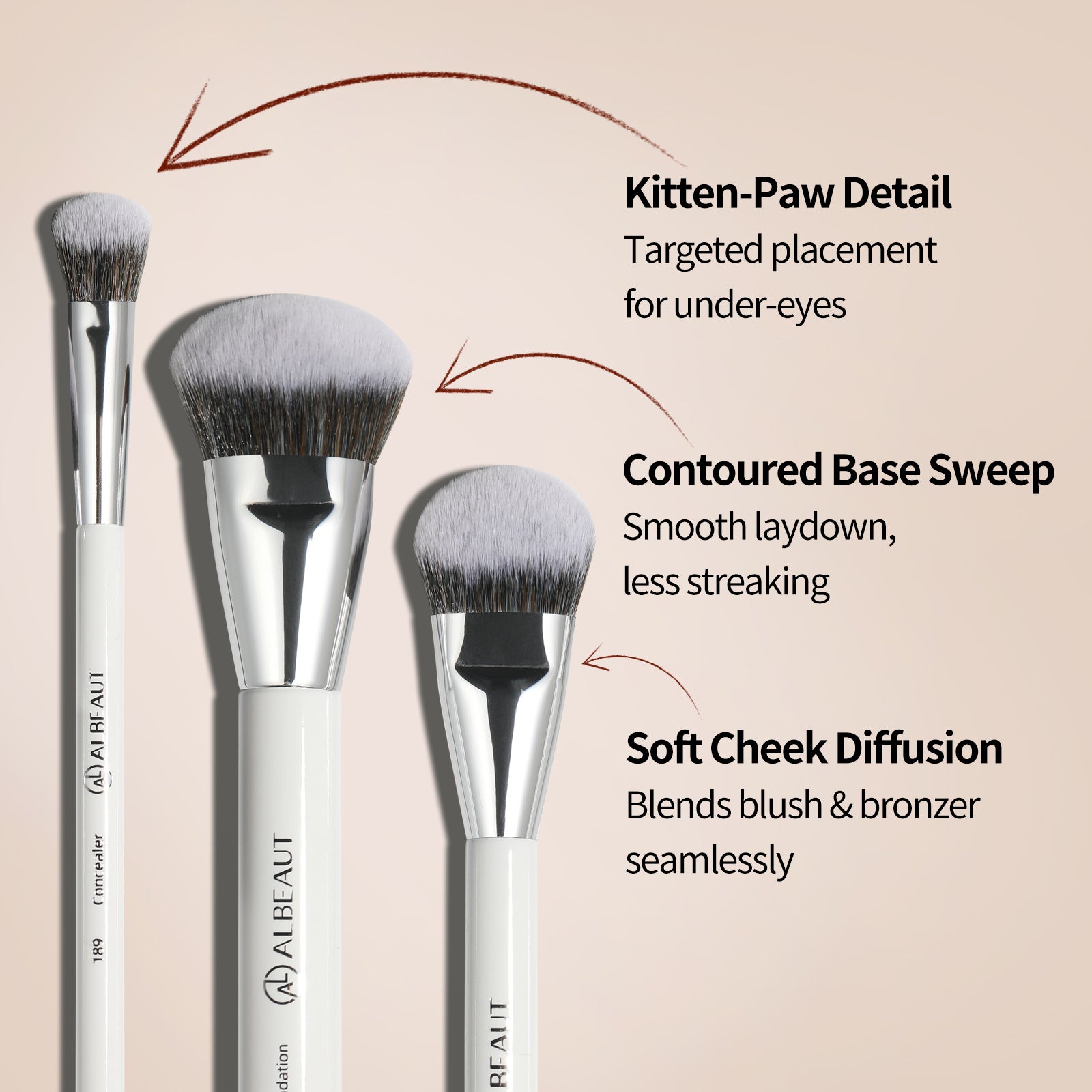 Face blending brush 3pcs for daily makeup