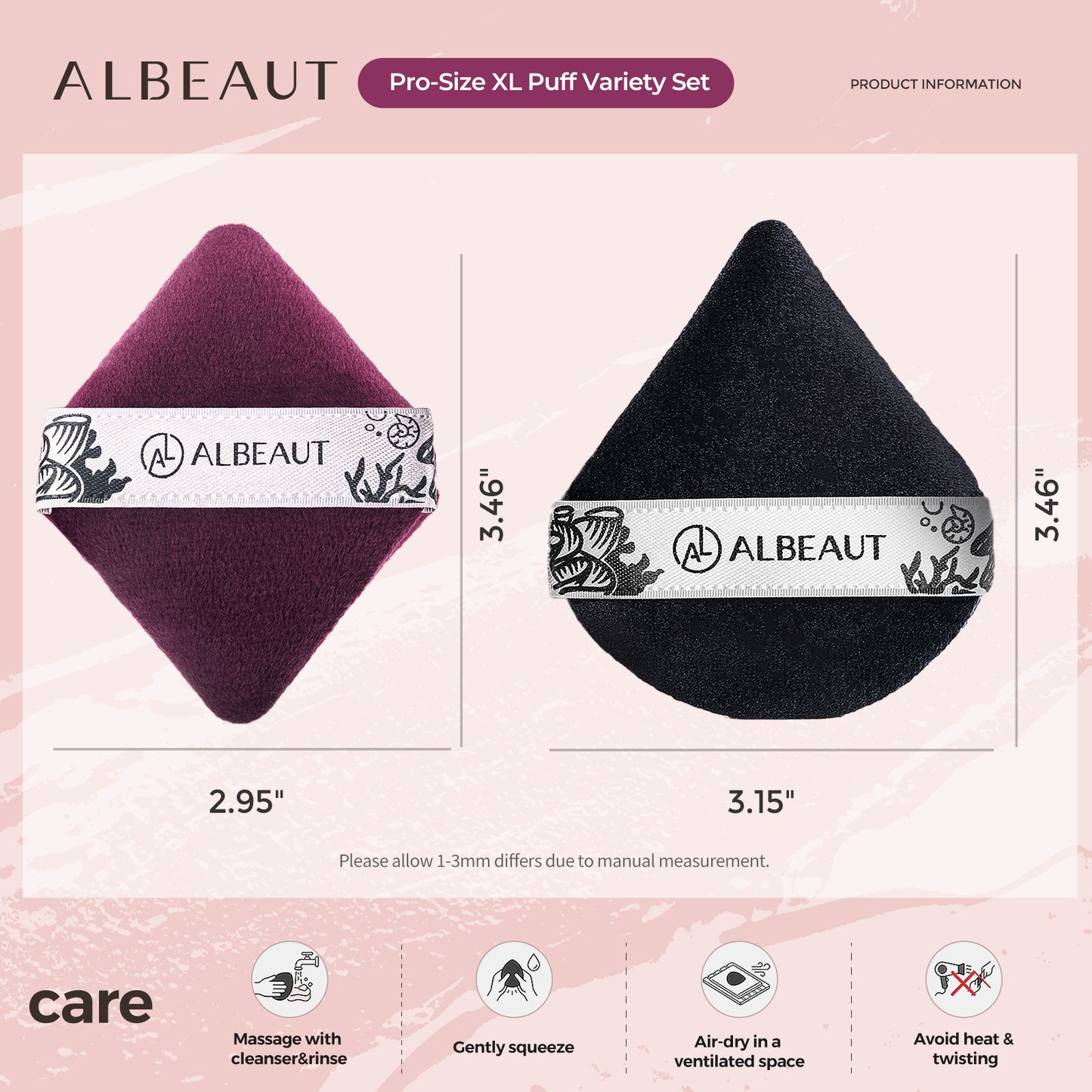 2PCS Triangle&Diamond Shape Large Powder Puff