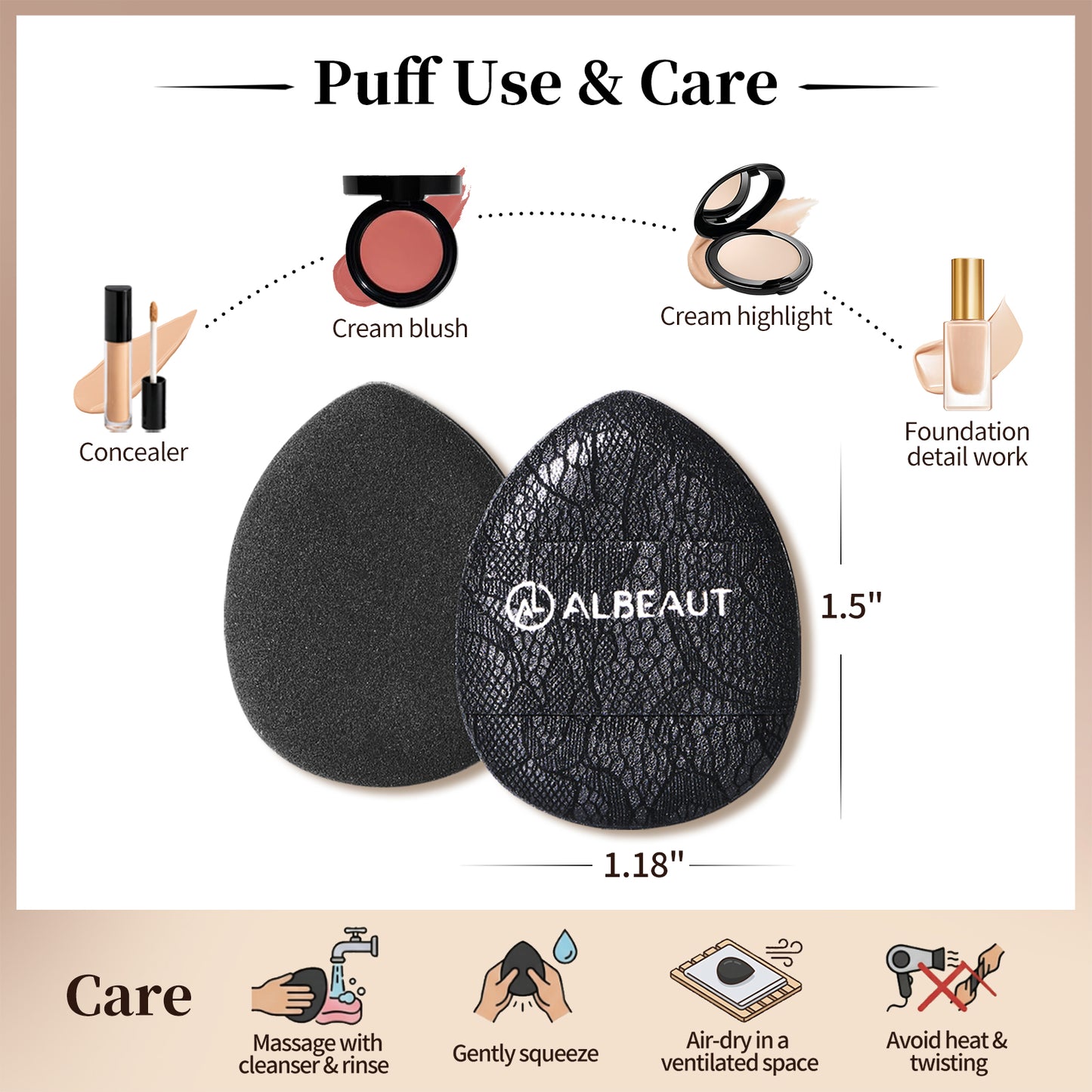 4PCS Mini Cushion Puff, Finger-Fit