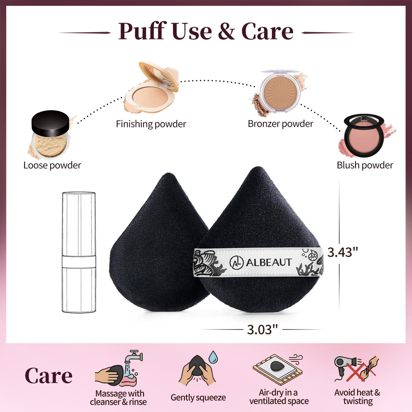 3 PCS Triangle Powder Puffs Large