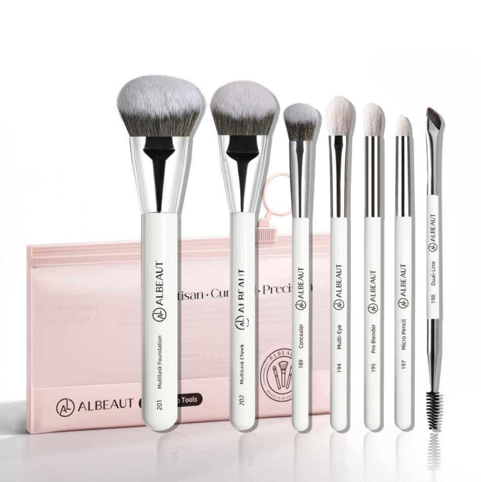 7PCS Face Makeup Brush Set ShellWhite