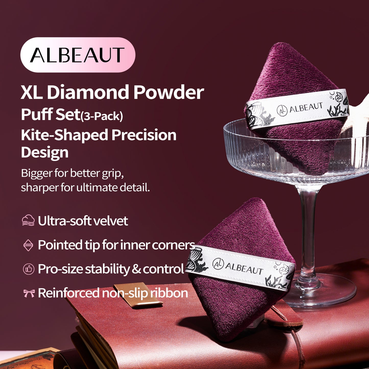 3PCS Large Powder Puff Purple