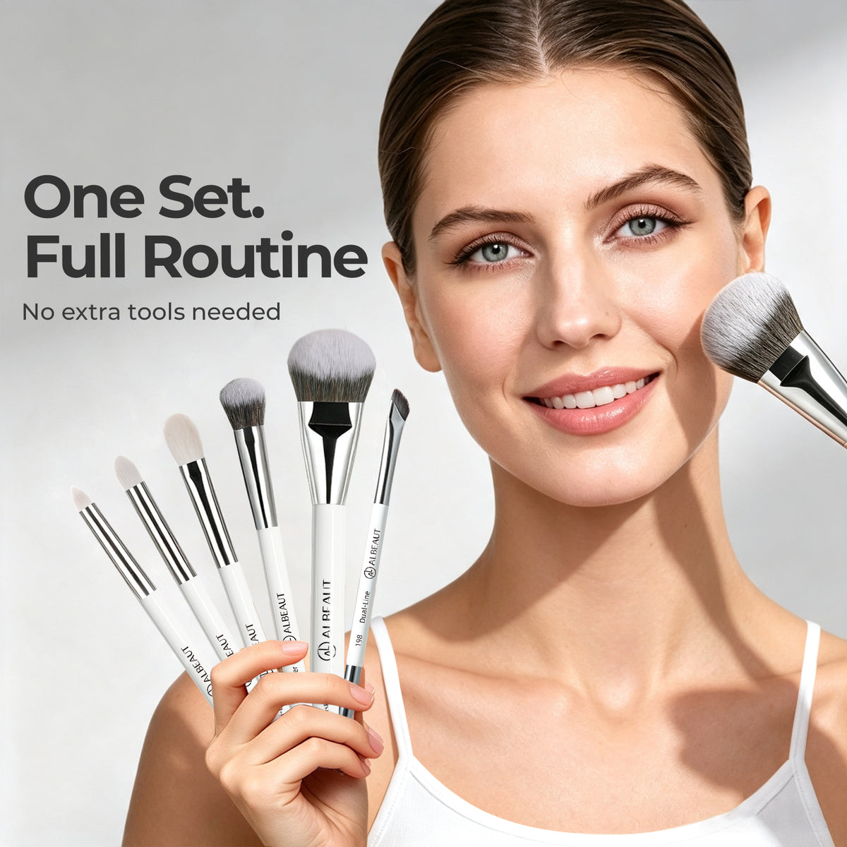 7PCS Face Makeup Brush Set ShellWhite