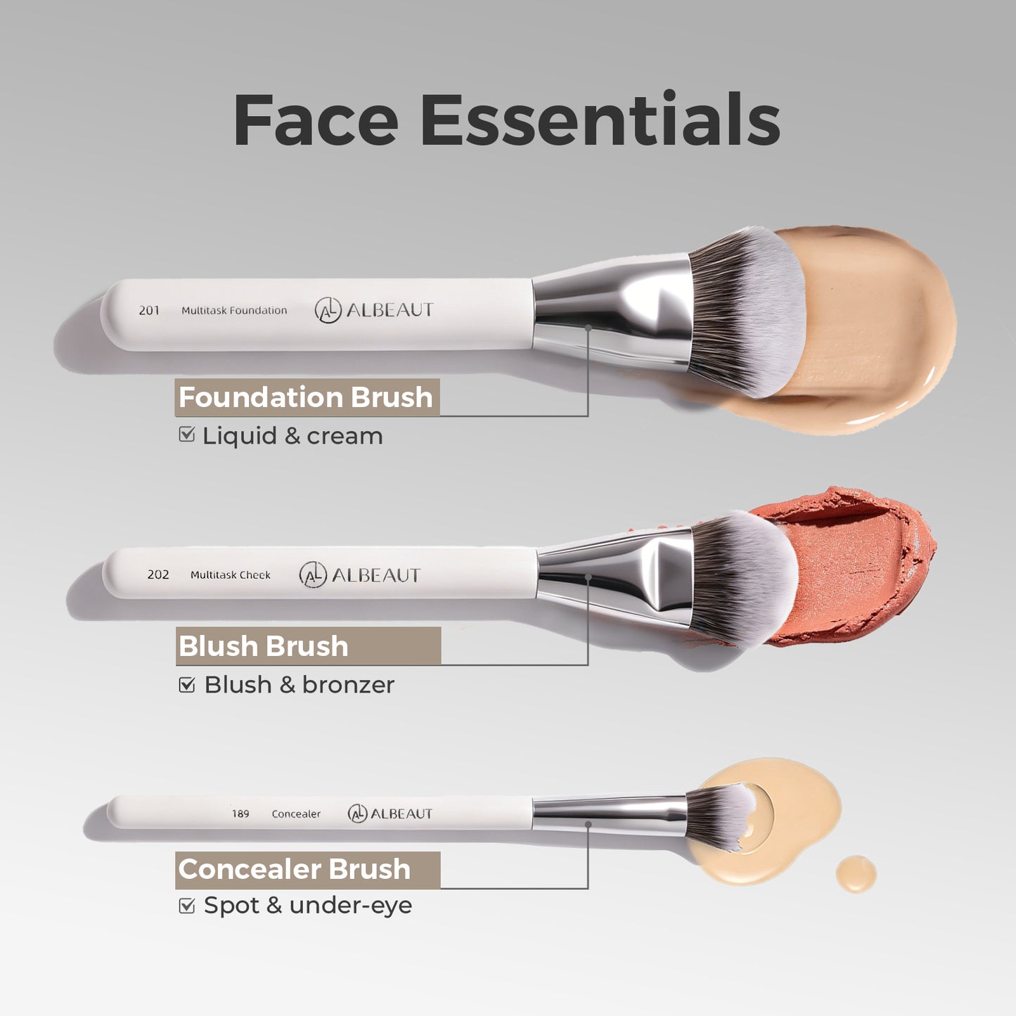 7PCS Face Makeup Brush Set ShellWhite