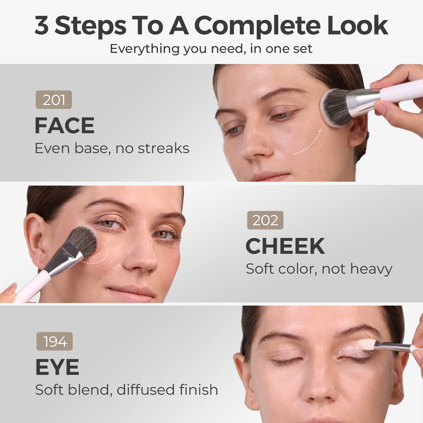 7PCS Face Makeup Brush Set ShellWhite